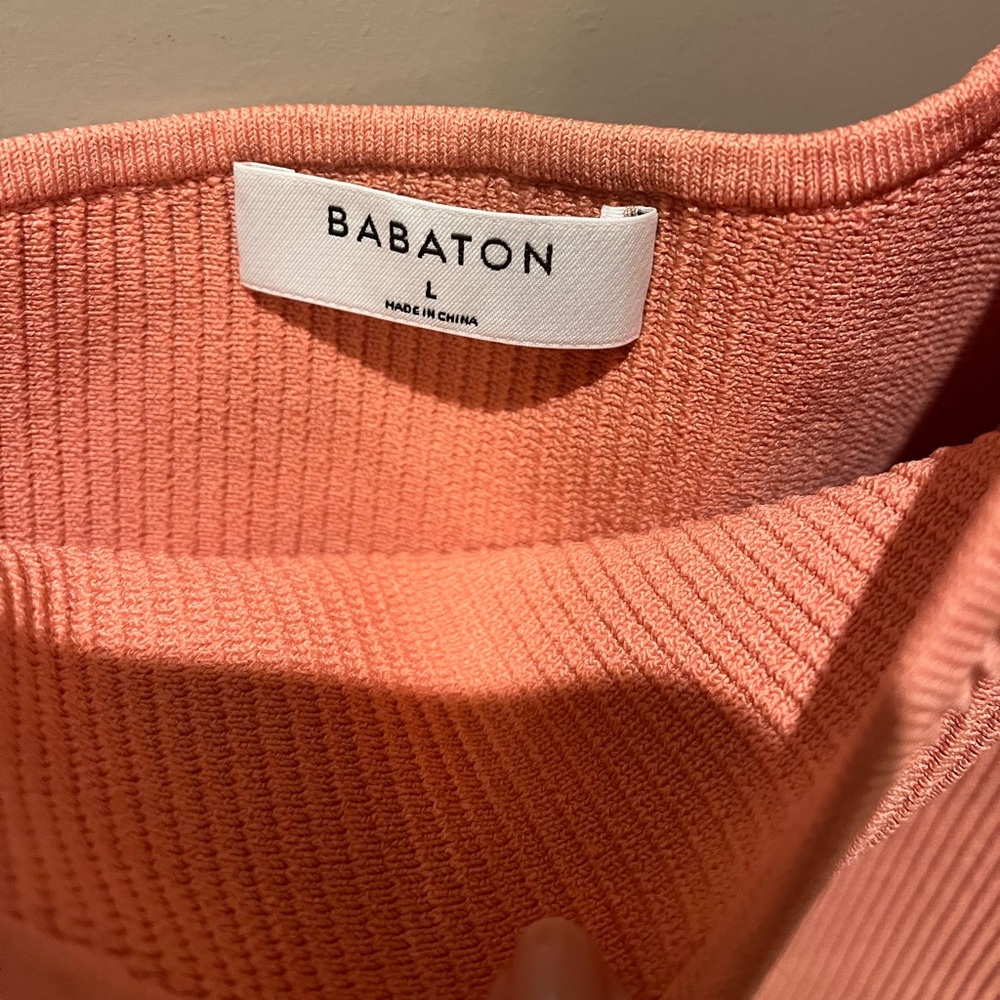 Aritzia Babaton Sculpt Knit One-Shoulder Dress Size L Grapefruit Coral - Picture 9 of 13